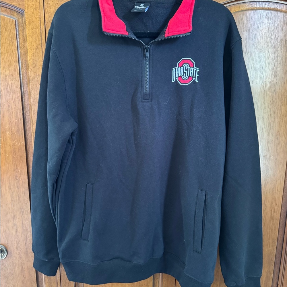 Ohio State Black and Red Quarter-Zip Sweatshirt